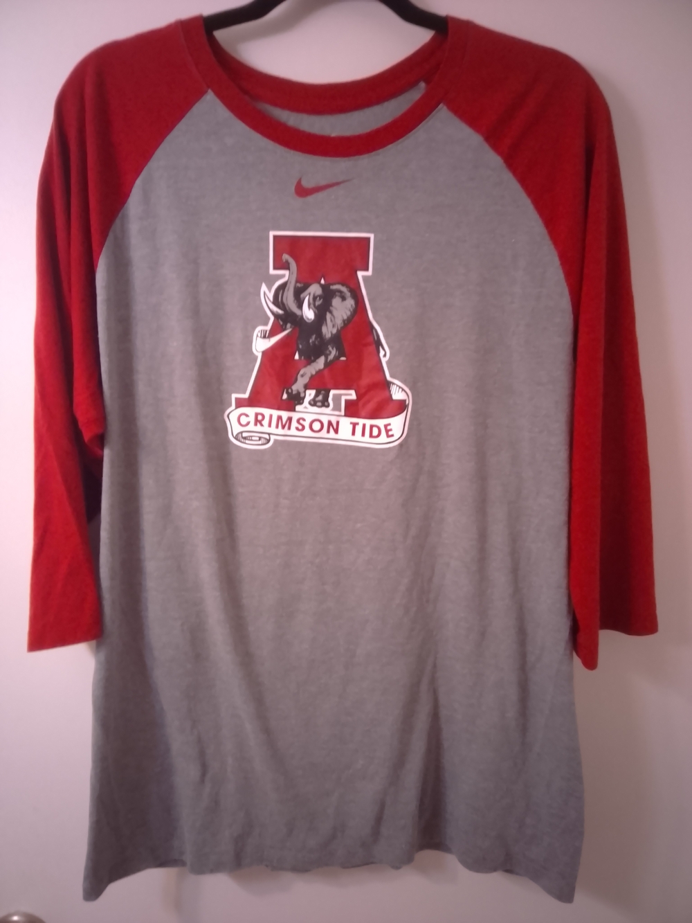 Alabama Crimson Tide Nike Retro Tri-Blend Three-Quarter Sleeve T-Shirt
